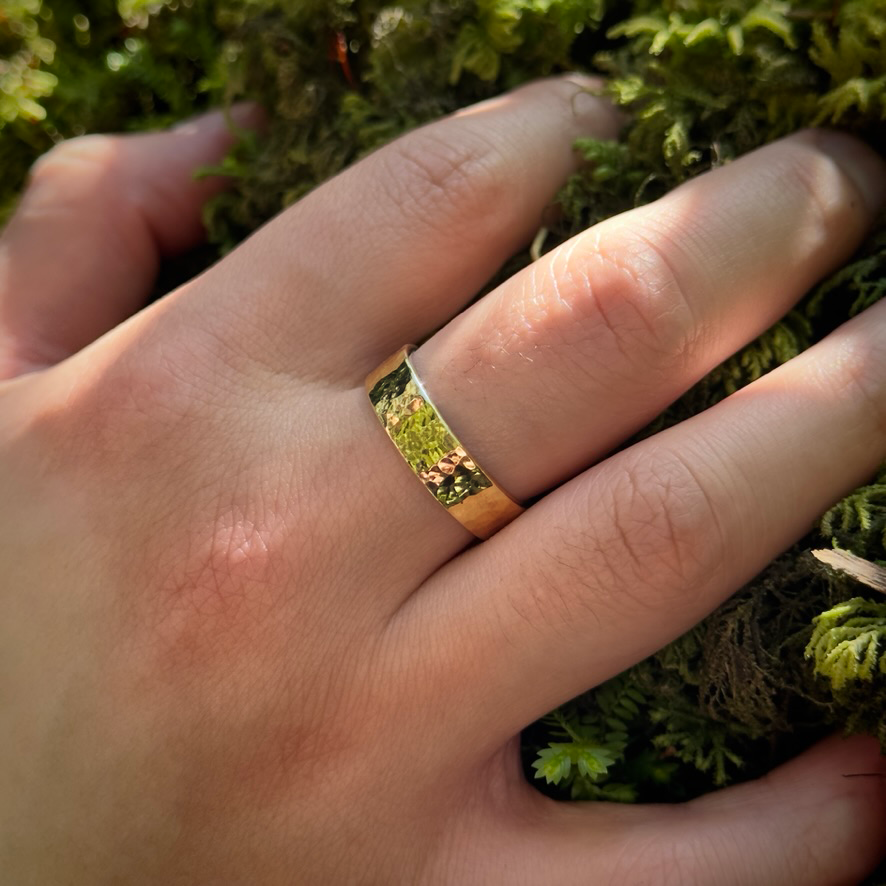 Hammered Flat Ring Band // Solid 9ct Gold - Belman Co.