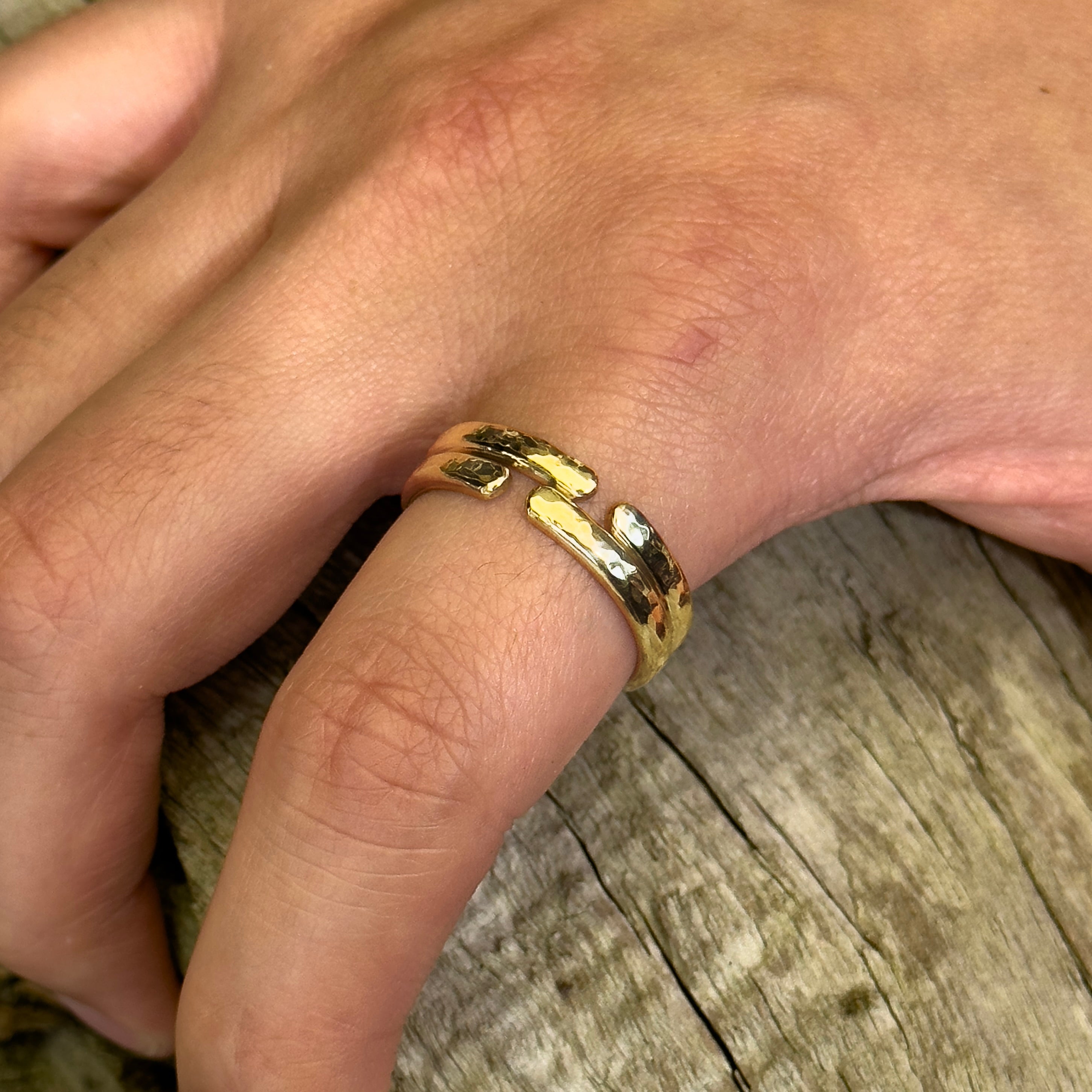 Hammered Duo Gap Ring Set // Solid 9ct Gold
