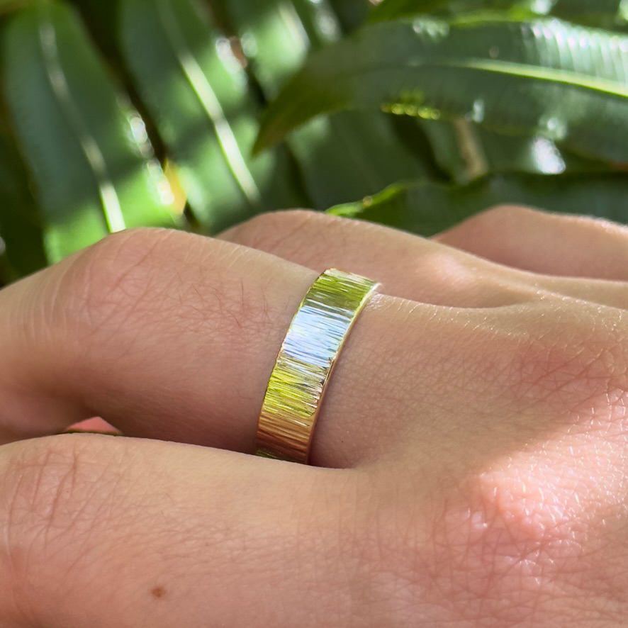 Linear Flat Ring Band // Solid 9ct Gold