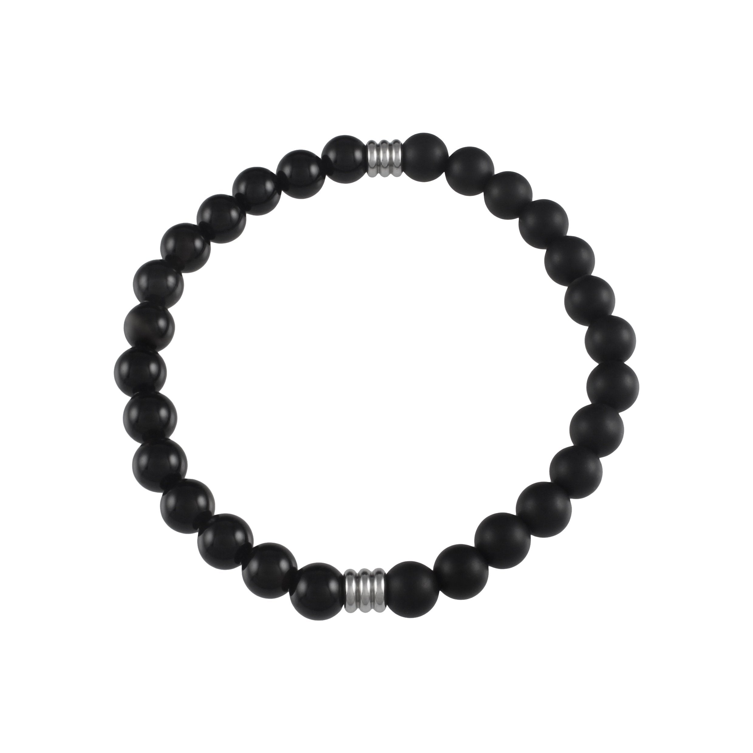 Divided Slim Stone Bracelet // Matte and Polished Onyx - Belman Co.