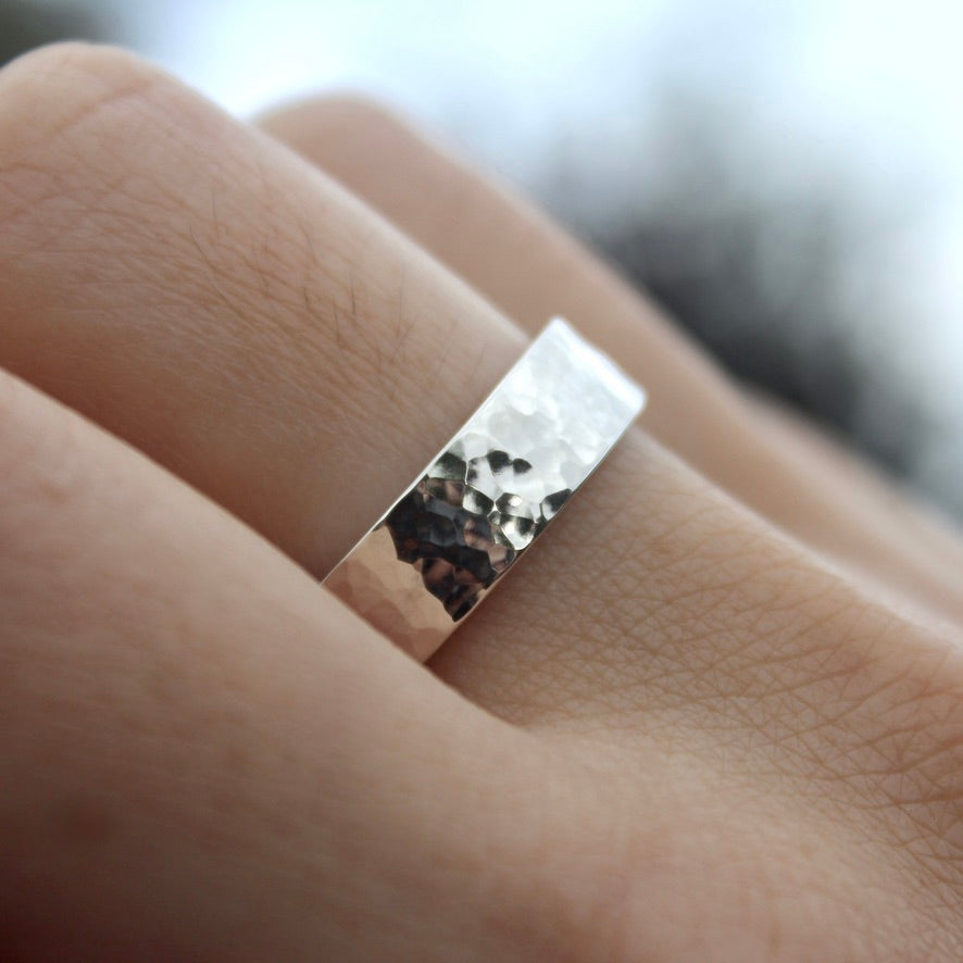Hammered Flat Ring Band // Sterling Silver - Belman Co.