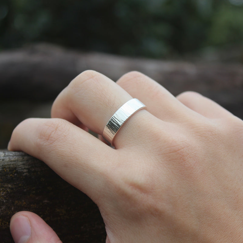 Linear Flat Ring Band // Sterling Silver