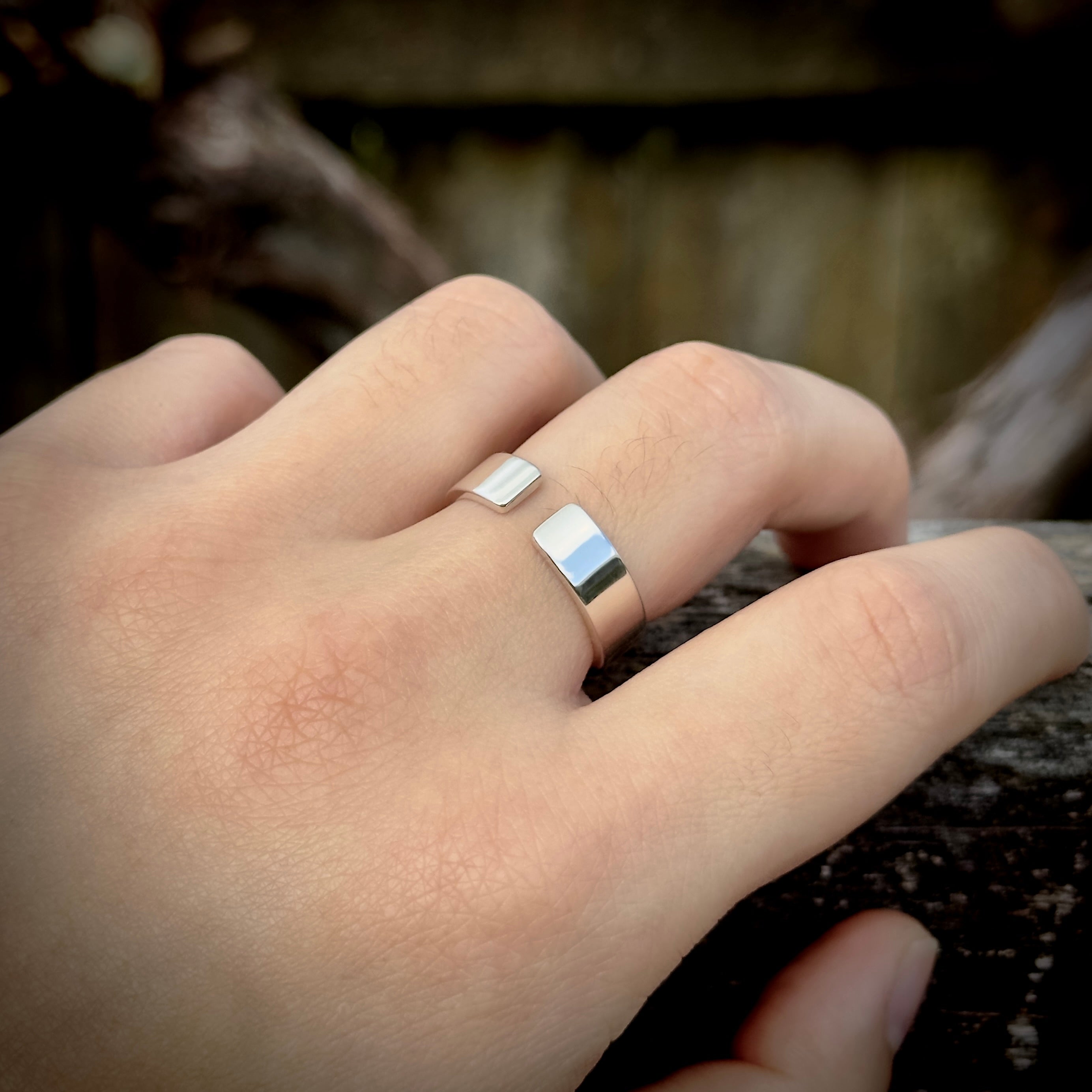 Sterling Silver Ring for Men, with open cut-out gap design. Silver Men's Ring. Handcrafted in New Zealand by Belman Co.