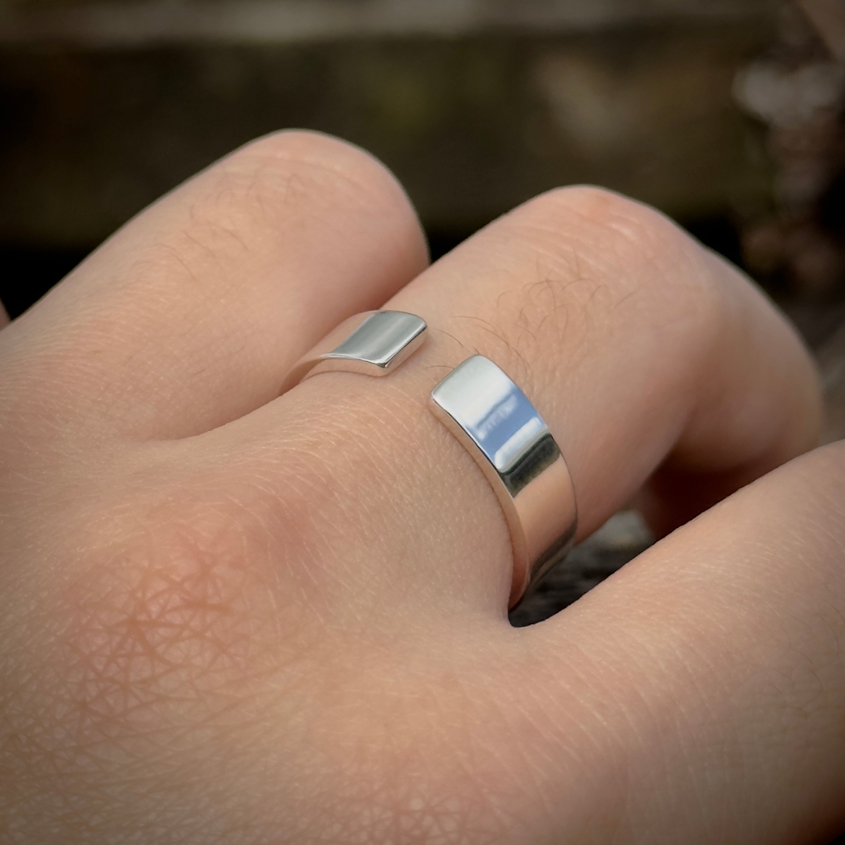 Sterling Silver Ring for Men, with open cut-out gap design. Silver Men's Ring. Handcrafted in New Zealand by Belman Co.