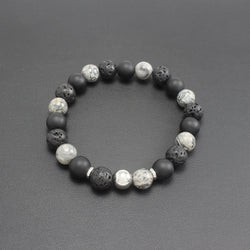 Men's Matte Onyx, Lava Stone and Agate Bracelet