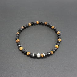 Men's Slim Onyx and Tigers Eye Bracelet