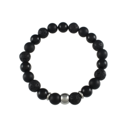 Three Stone Bracelet // Black Onyx, Matte Onyx, Lava Stone